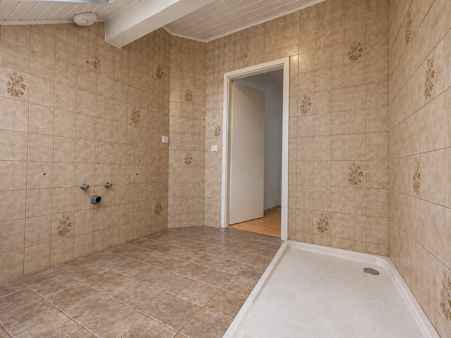 Avant : la pièce avec son receveur de douche